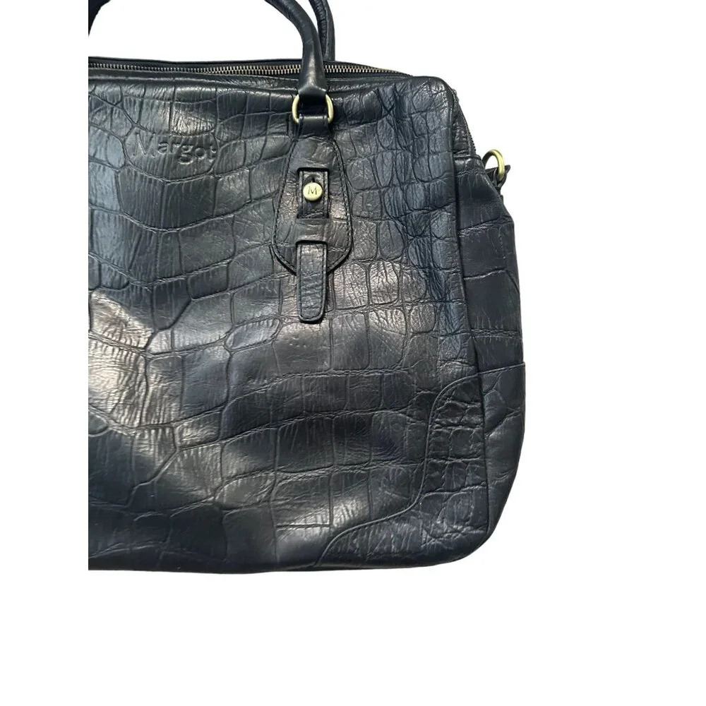 MARGOT Leather Animal Print Embosserd Satchel Handbag - Picture 4 of 9